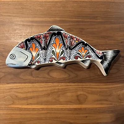 Mexican Pottery Hand Crafted Signed Alba Mexico Lead Free Divided Fish Tray • $18.50