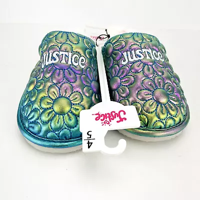 NEW Justice Slip On Slippers Rainbow Mermaid Metallic - Women's Shoe Size 4/5 • $11.54