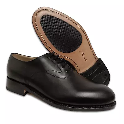 ROYAL NAVY RN BLACK LEATHER NAVAL DRESS SHOES Leather Soles - Sizes British NEW • £70