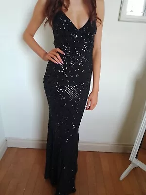 Quiz Black Sequin Prom /Evening Dress Size 8 • £50