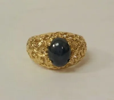 14 K Gold Men's Cabochon Sapphire Ring Size 8.75 Appraised $1750.00 • $1350