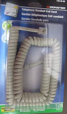 Monster 12' Foot Almond Telephone Handset Coil Curly Cord #140146-00 NEW • $5.49