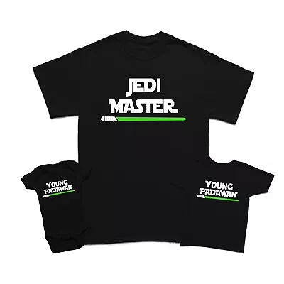 Jedi Master And Young Padawan Fathers Day T-Shirt Son Baby Matching T-Shirts #FD • £8.49