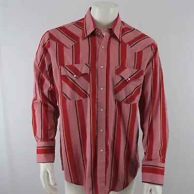 Holt Vintage Western Pearl Snap Shirt Mens Large Red Striped • $20.66