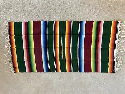 Vintage Serape Woven Rug/blanket From Mexico Not Used. 22”x45”. Maybe Saltillo. • $30