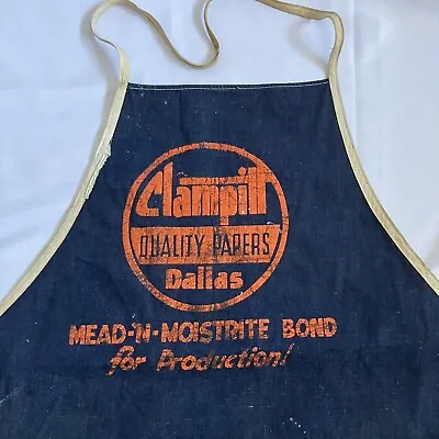 Vintage Selvedge Denim Apron Clampitt Papers Dallas 1950s Advertising Work Wear • $125