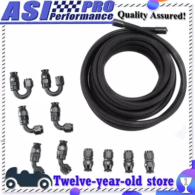 5M 6AN E85 Stainless Steel Braided PTFE Fuel Line Hose Swivel Fittings Kits.PRO • $109