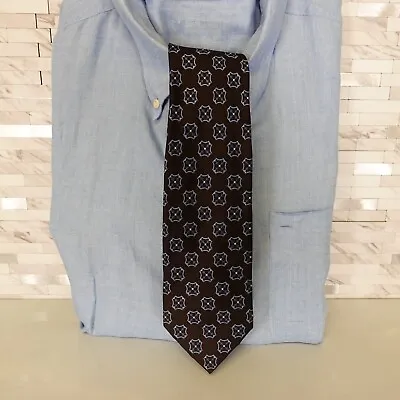 Jos A Bank Neck Tie Mens Brown Silk Solid Woven XL Classic Foulard Medallion • $22.88