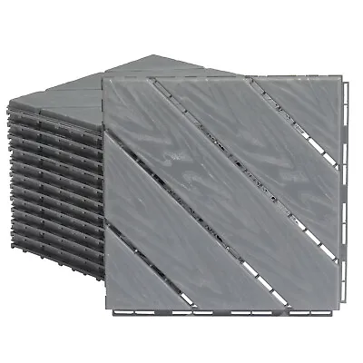 27 X Interlocking Click Deck Decking Tiles Outdoor Balcony Wood Patio Garden • £45.95