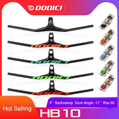 Carbon MTB Bicycle Integrated Handlebar -17° Mountain Bike Flat Bar 690-800mm • $64.99