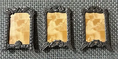 Metal Picture Frames W/Ribbon & Bow Flowers 3  X 2 -Lot Of 3 • $15