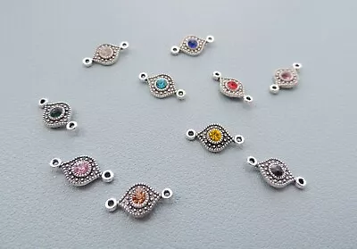 Bracelet Connector Charms X 10 Mixed Colour Crystal Necklace Jewellery Making • £2.99