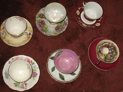 LOT OF 6 VINTAGE MATCHING TEA CUPS & SAUCERS ~Royal Gladstone ~Royal Stuart NICE • $55