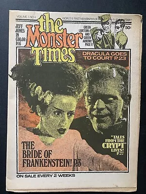 THE MONSTER TIMES Vol. 1 #4 1972 FRANKENSTEIN Tales From The Crypt FN+ • $20.90