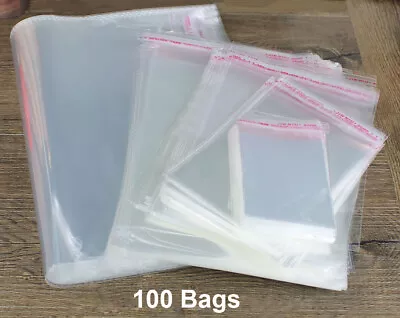 100PCS Clear Resealable Self Sealing Cello Cellophane Bags Plastic OPP Poly Bags • $5.98