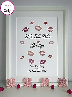 Hen Party Games Accessories Kiss The Miss Goodbye Personalised Print And Games • £4.29