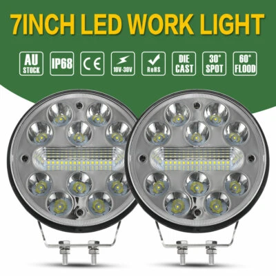 2x 7 Inch 360W Round  LED Driving Work Lights Offroad Spot 4x4 HeadLight SUV • $69.99