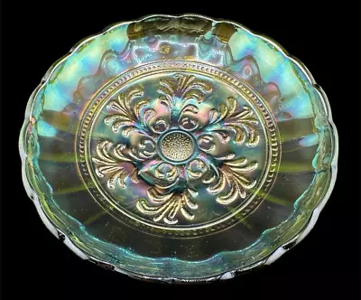 Millersburg Carnival Glass Green Mayan Bowl Pair • $150