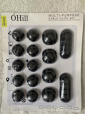 OHill O Hill Multi-Purpose Cable Clips Set Black OH-16-B Adhesive Cord Holders • $9.99