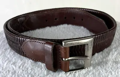 Coach Mens 32 Belt Braided Woven Brown Leather Silver Buckle Ii • $53.99