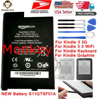 $15.95 • Buy  S11GTSF01A 170-1032-00 Battery For Amazon Kindle 3 3G WiFi Keyboard  Graphite 
