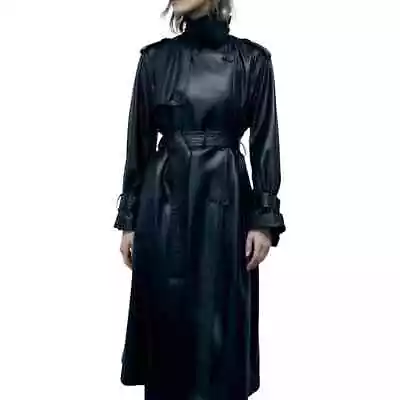 NEW ZARA Faux Leather Double Breasted Oversized Belted Trench Coat WOMEN'S XS • $199.95