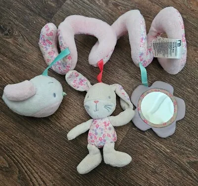 Mothercare Pink Bunny Pram Cot Spiral Soft Toy Plush Baby Girls Toy • £5