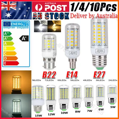 1/4/10 LED Corn Bulb E27 E14 B22 5W 7W 10W 12W 15W 5730SMD Globe Lamp Spot Light • $16.99