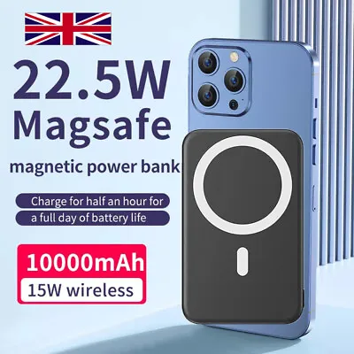 10000mAh MagSafe For IPhone 14 13 12 Magnetic Power Bank Wireless Fast Charger • £22.98