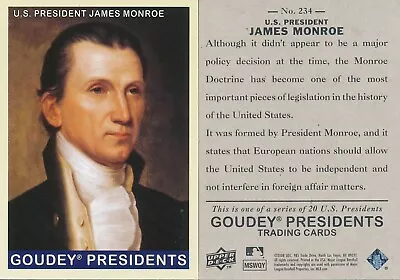 2008 Goudey U.s Presidents Trading Card Single James Monroe #234 • $6.95