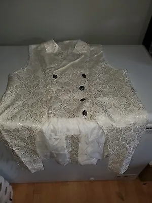 Mens Victorian Suit Vest White Xxxl Embroidered  Wedding  • $45