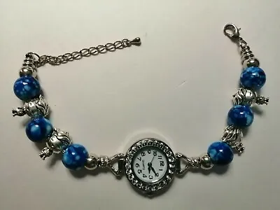 £10.99 • Buy Handmade CUTE BOY WITH SKATEBOARD Charm Bracelet Watch With 4 Silver Charms   