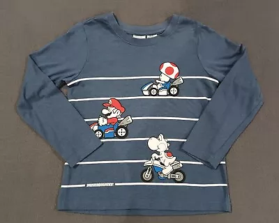 Mario Kart Long-sleeved T-shirt Blue Child Size 7 • $10