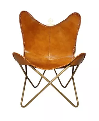 Relaxing Chair - Genuine Leather Chair Living Room Butterfly Chair PL2-1.297 • $248.62