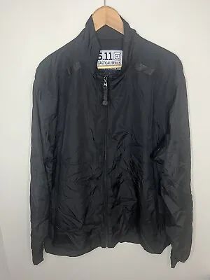 5.11 Tactical Black Full Zip Windbreaker Jacket Mens Size L Large Packable EUC • $19.99