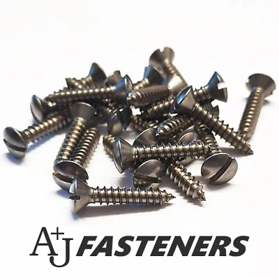 STAINLESS RAISED COUNTERSUNK SLOTTED SELF TAPPING SCREWS No4 No6 No8 No101214 • £2