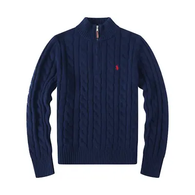 Men's Ralph Lauren Polo Zip Knit Unisex Sweater Round Neck Long Sleeve Size UK • £39.99