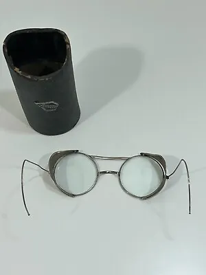 Vintage Wire Rim Mesh Safety Glasses Goggles Steam Punk Clear Round Mesh Sides • $27.89