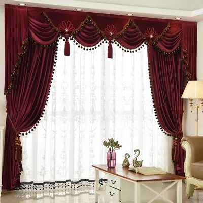 $48.45 • Buy Luxury European Thick Red Wedding Room Italy Velvet Cloth Curtain Valance E915