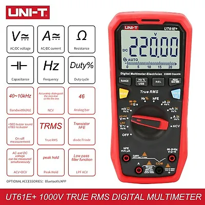 UT61+ Series True RMS Multimeter ACV/DCV 1000V Current Backlight NCV Peak Hold • £87.99