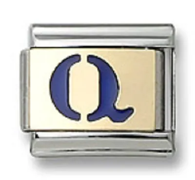 Italian Charm Enamel Letter Q 18K Gold Initial 9 Mm Stainless Steel Modular Link • $13.99