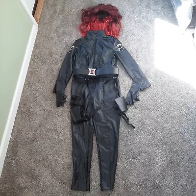 Women's Black Widow Cosplay Costume Bodysuit Fullset Wig Belt Set Gloves Large • $175