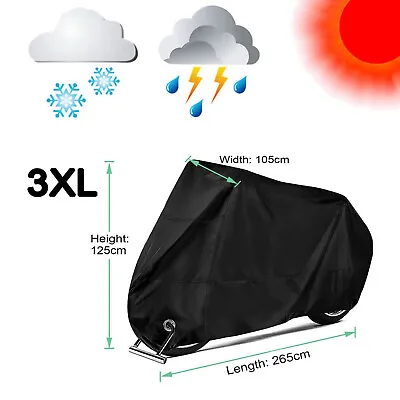 Motorcycle 3XL Cover Waterproof For Winter Outside Storage Snow Rain Sun UV • $19.99