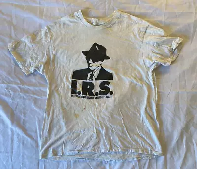 VINTAGE Original 1980s I.R.S. INTERNATIONAL RECORD SYDICATE Hanes T Shirt XL • $79