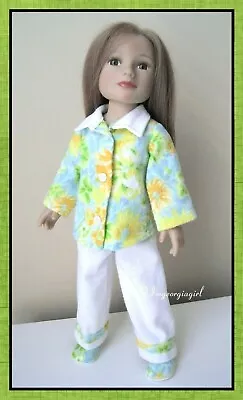  Handmade Floral 4 Pcs Flannel Pajama Outfit Ensemble For 18-inch My Salon Doll • $24.99