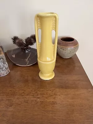 Vintage Shawnee Pottery Art Deco Bud Vase Yellow 1178 USA MCM 8  Double Handled • $12