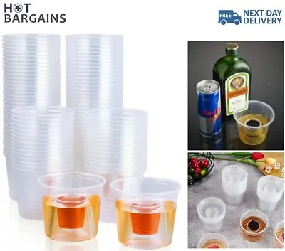 Jager Bomb Plastic Cups Shot Glasses Reusable For Red Bull Jägermeister • £54.95