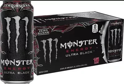 Monster Energy Ultra Black Sugar Free Energy Drink 16 Ounce (Pack Of 15) • $33.99