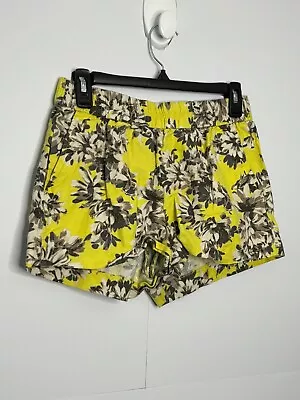 J Crew Shorts Womens 4 Small Yellow Whit Floral Pull On Board Walk Linen Utility • $7.19