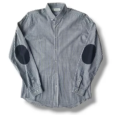 Zara Man Slim Fit Plaid Shirt Men's Large Elbow Patches Casual Carrier Preppy  • $14.99